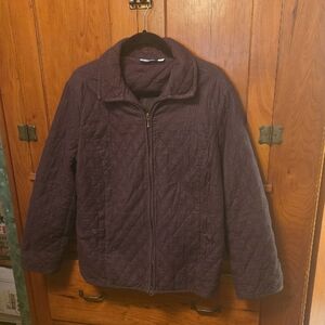 Croft & Barrow Women’s Large Brown Quilted Zip Up Lined Front Pockets Jacket